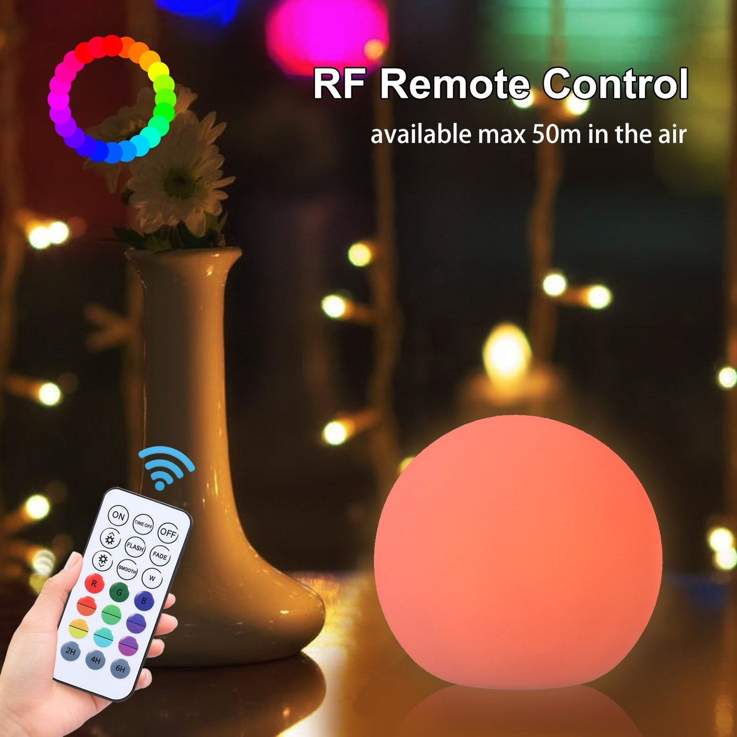 Dimmable Floatings Pool Light with RF Remote Control 16 Colors & 3 Dynamic Modes RGBW Color Changing LEDs Ball Lights