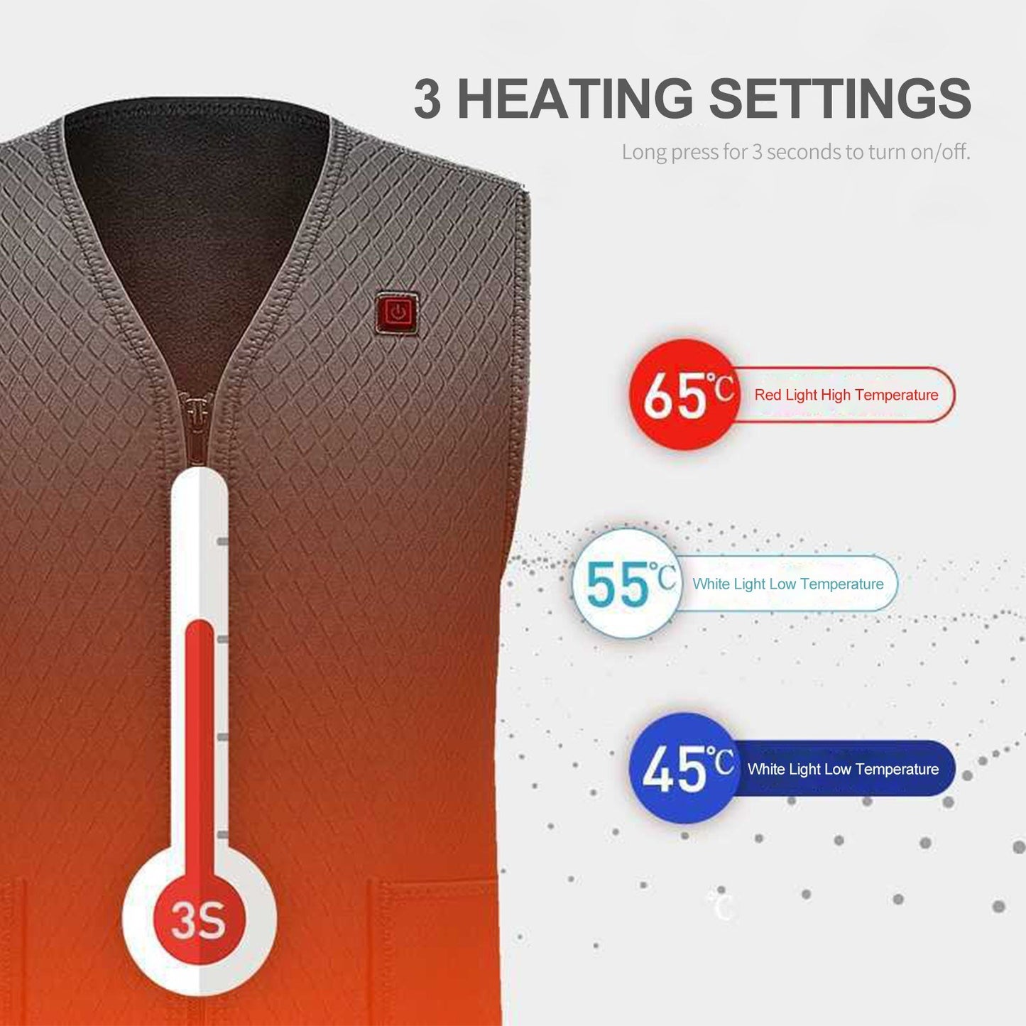 Men Heated Vest Winter Warm Heated Vest Heating Jacket Light USB Electric Warm Clothes for Outdoor Running Cycling Biking Driving Hiking(Battery Not Included)