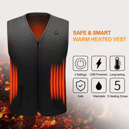 Men Heated Vest Winter Warm Heated Vest Heating Jacket Light USB Electric Warm Clothes for Outdoor Running Cycling Biking Driving Hiking(Battery Not Included)