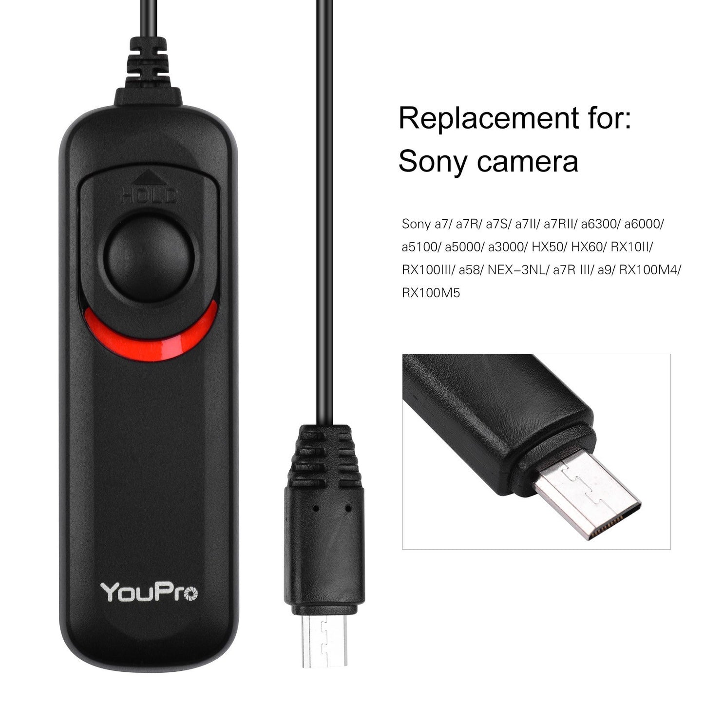 YOUPRO S2 Type Shutter Release Cable Timer Remote Control 1.2m/3.9ft Cable for Sony a7 a7R a7S a7II a7RII a6300 a6000 a5100 a5000 a3000