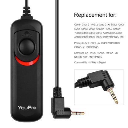 YOUPRO E3 Shutter Release Cable Timer Remote Control 1.2m/3.9ft Cable Replacement for Canon/Samsung