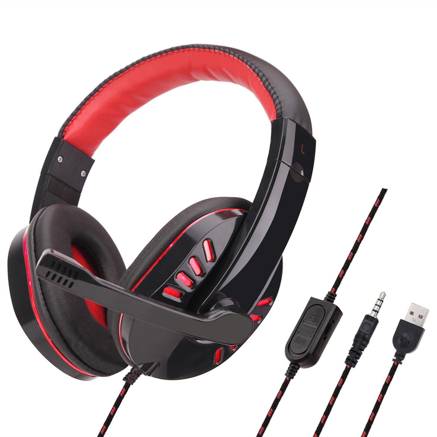 SY755MV Luminous Game Headphone Over-ear Gaming Headset with Microphone PC Gamer 3.5mm Headphones Noise Cancelling Compatible with PS4 Xbox Laptop Computer