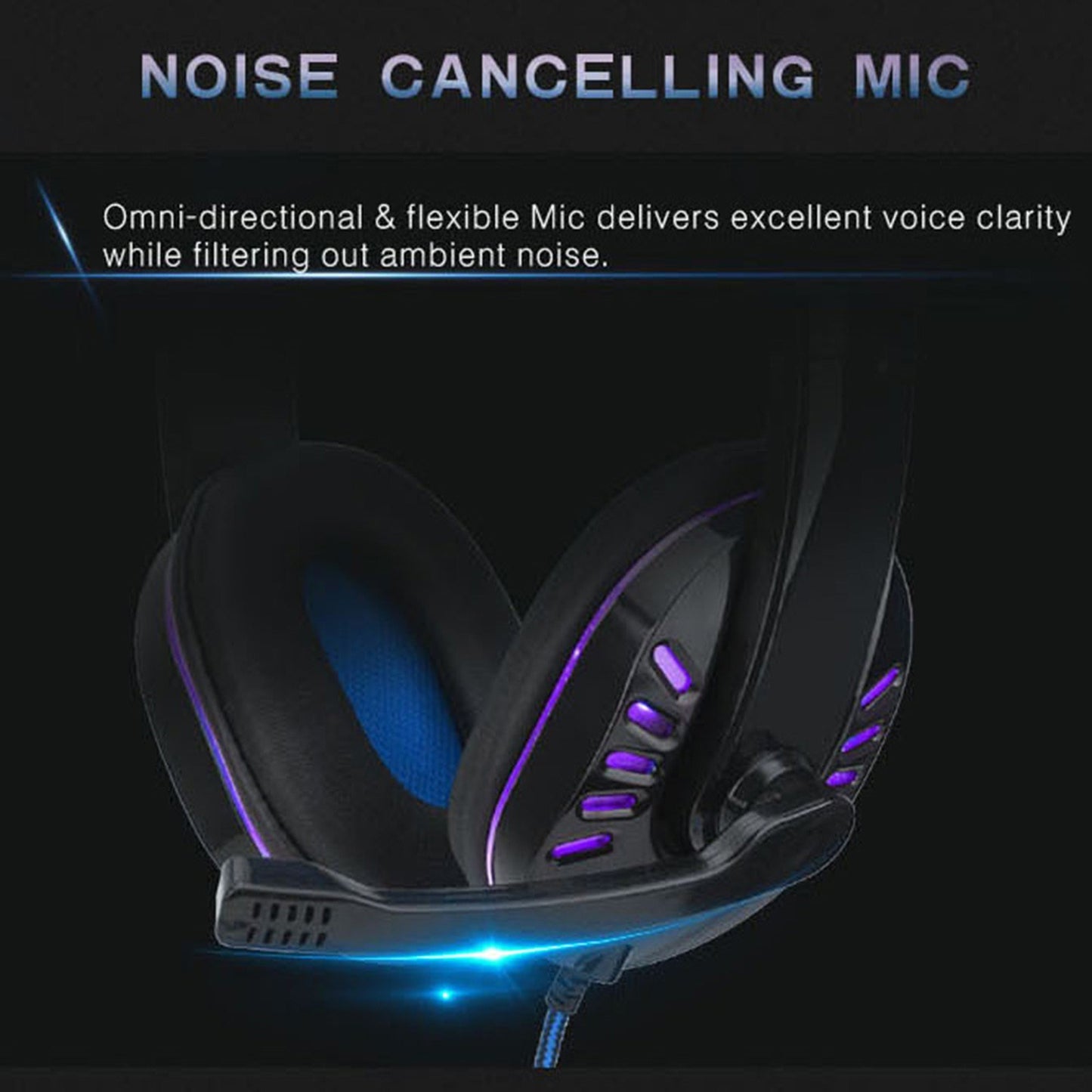 SY755MV Luminous Game Headphone Over-ear Gaming Headset with Microphone PC Gamer 3.5mm Headphones Noise Cancelling Compatible with PS4 Xbox Laptop Computer