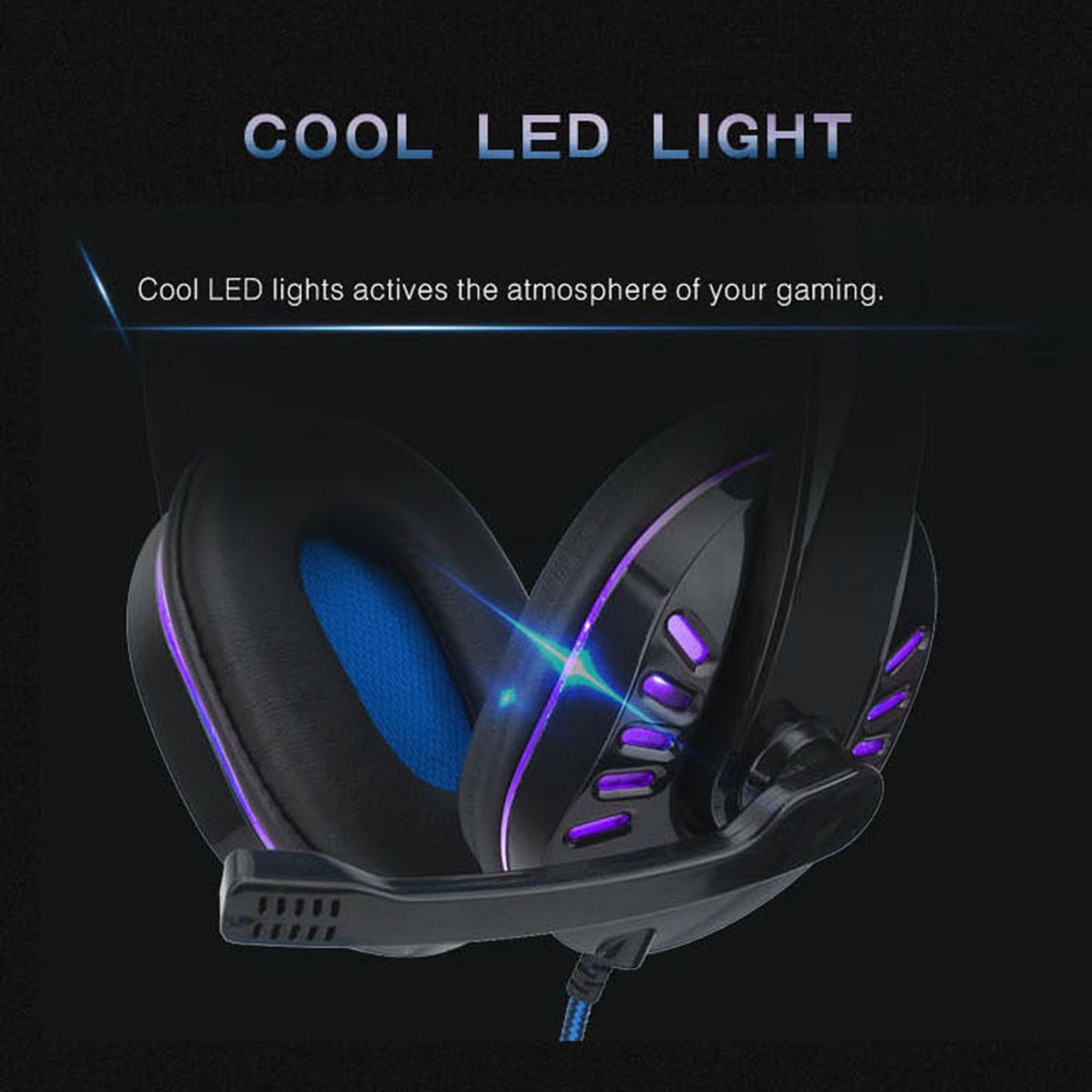 SY755MV Luminous Game Headphone Over-ear Gaming Headset with Microphone PC Gamer 3.5mm Headphones Noise Cancelling Compatible with PS4 Xbox Laptop Computer