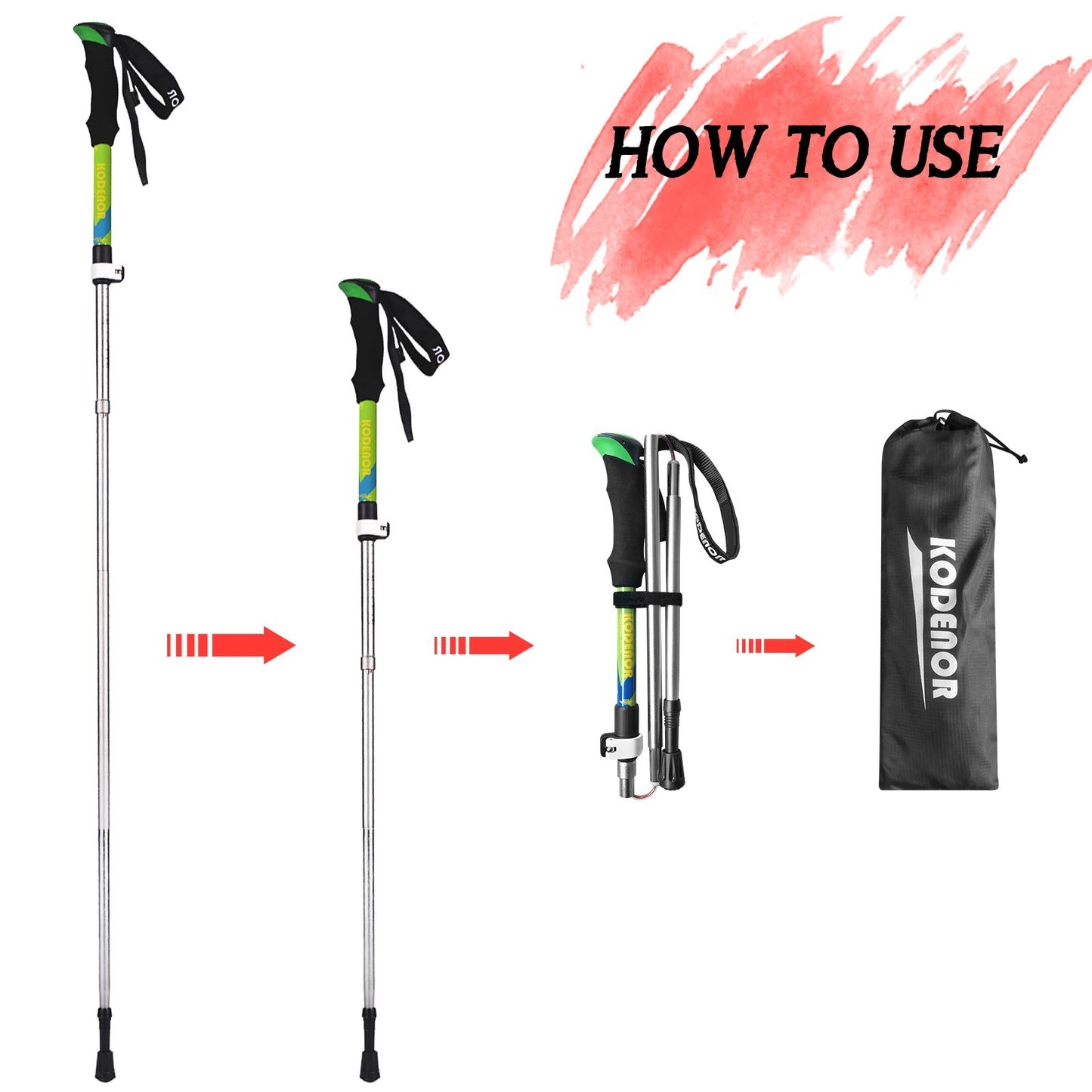 2 PCS Collapsible Trekking Pole Set For Trekking Camping Traveling Climbing Short Style