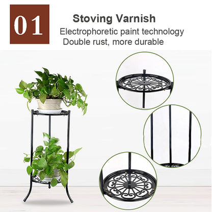 Flower Display Shelf 2 Holder Metal Plant Pot Stand Garden Patio Home Outdoor