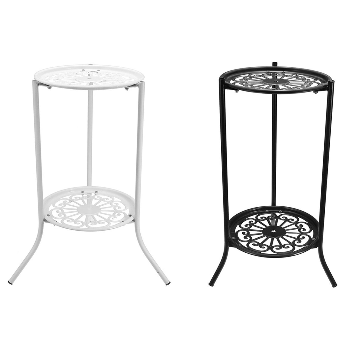 Flower Display Shelf 2 Holder Metal Plant Pot Stand Garden Patio Home Outdoor