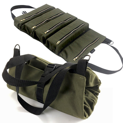 PENGGONG Roll Up Tool Bag Tool Storage Bag Multi-Purpose 5 Pockets Canvas Tool Roll Organisers Portable Tool Pouch