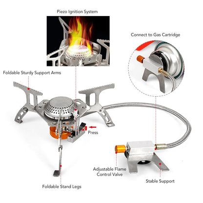 3500W Ultralight Portable Camping Stove with Storage Case for Outdoor Backpacking Hiking