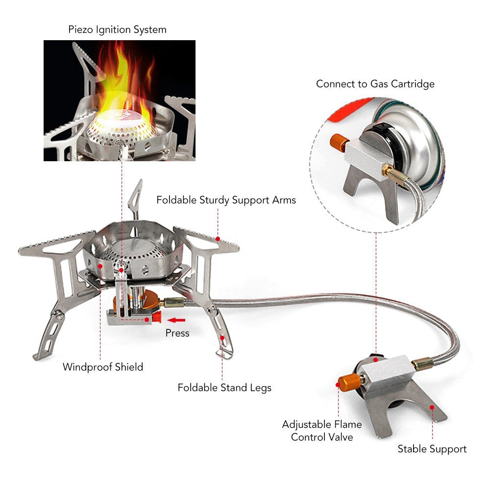 3500W Ultralight Portable Camping Stove with Storage Case for Outdoor Backpacking Hiking