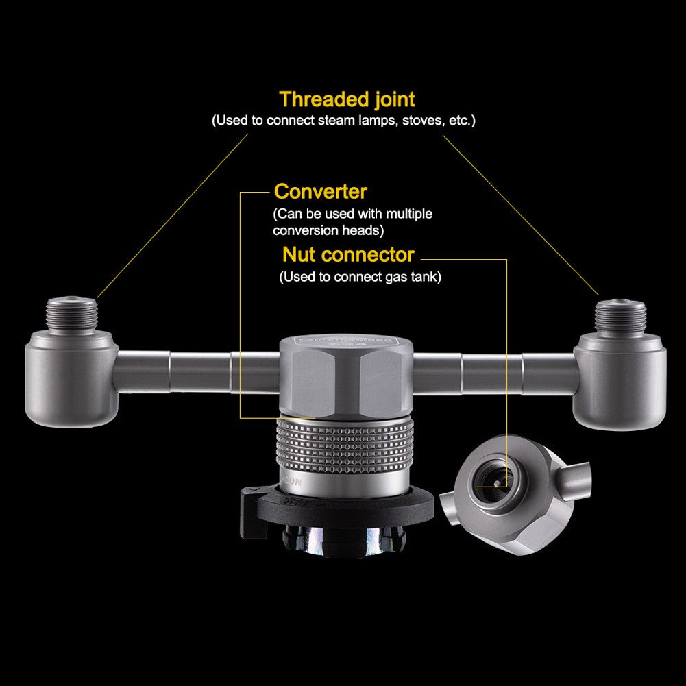 CAMPINGMOON Z24 Cylinder Adapter Aluminum Alloy 1-to-2 Adapters Nozzle Bottle Converter Gases Lamp Stoves Adapter with Stable Bracket
