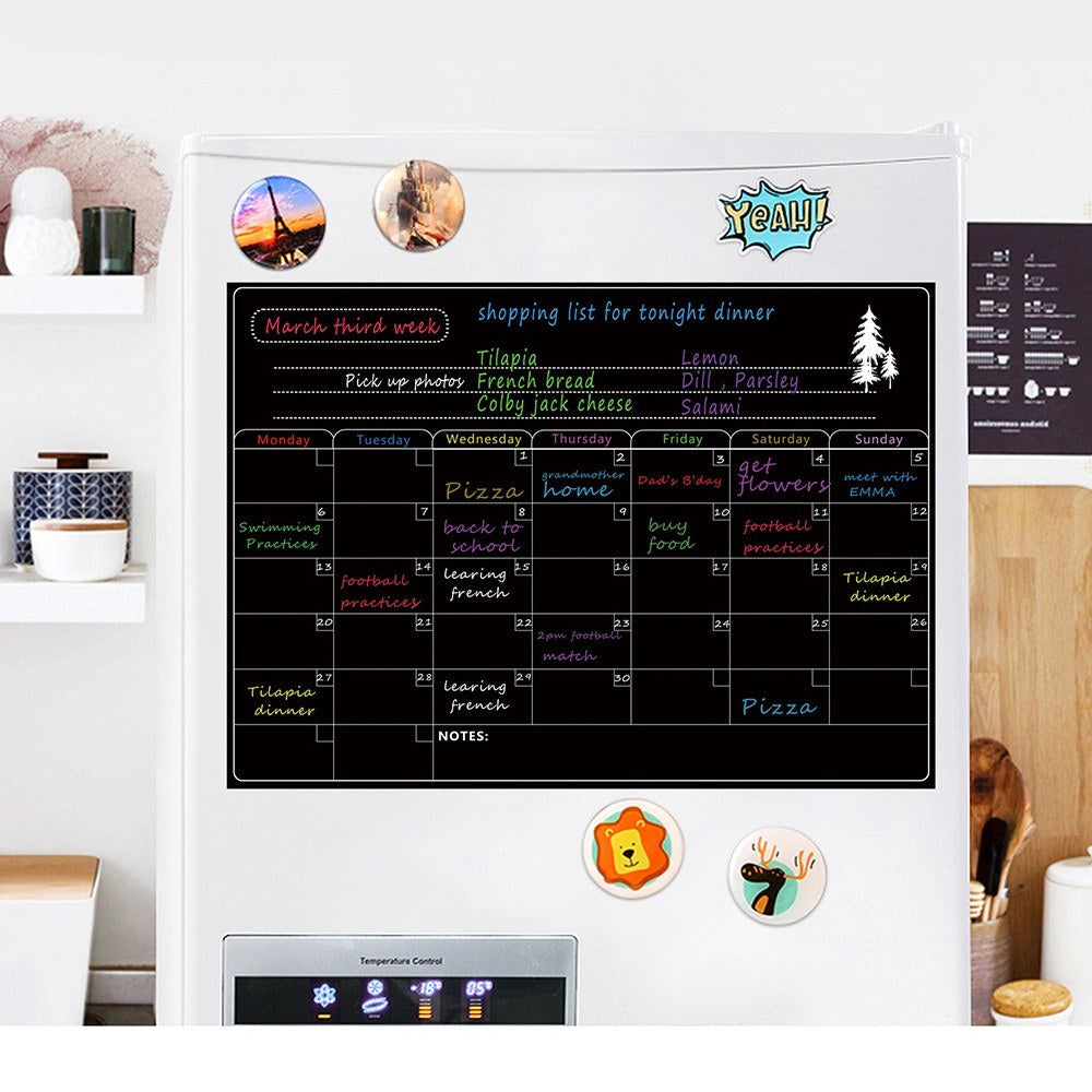 Magnetic Dry Erase Calendar board Refrigerator Stickers Kitchen Fridge Board for Weekly Monthly Schedule Daily Planner To-Do List