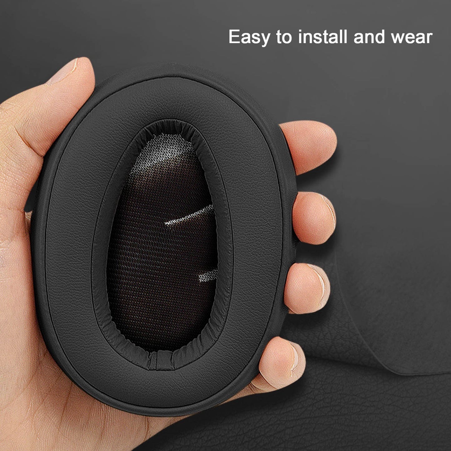 1 Pair Dust-proof Leather Breathable Headphones Cushion Replacement Ear Pads Cover for Sony MDR-100ABN WH-H900N