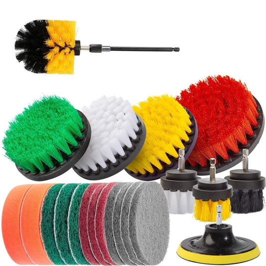 22Pcs/Set Electric Drill Brush Kit Includ Clean Cloth Scrub Pads Sponge Power Scrubber Brush Clean Tool