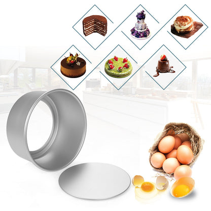 5 Pcs/Set Rust-resistant Aluminum Alloy Round Cake Mould with Removable Bottom Chiffon Cake Baking Pan Pudding Cheesecake Mold Set (BPA-Free, No FDA Certification)