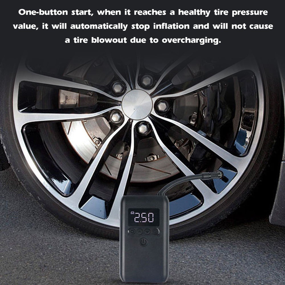 Mini Portable Car Air Compressor Tire Inflator 150PSI Rechargeable Cordless Auto Air Pump with Digital Display LED Light