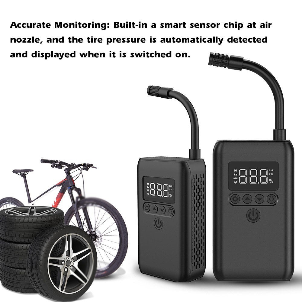 Mini Portable Car Air Compressor Tire Inflator 150PSI Rechargeable Cordless Auto Air Pump with Digital Display LED Light