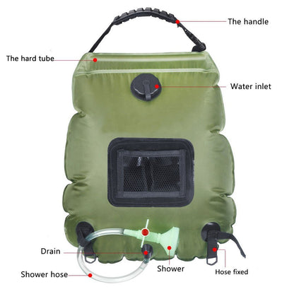 For Outdoor Camping 20L Large Capacity Portable Shower Bath Sunshine Heat Water Bag