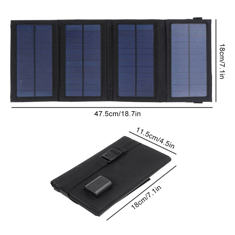 5V 10W USB Solar Charger Portable Outdoor Waterproof Solar Battery Charger USB Phone Charging Power Bank with 4 Solar Panels