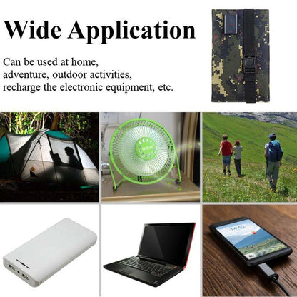 5V 10W USB Solar Charger Portable Outdoor Waterproof Solar Battery Charger USB Phone Charging Power Bank with 4 Solar Panels