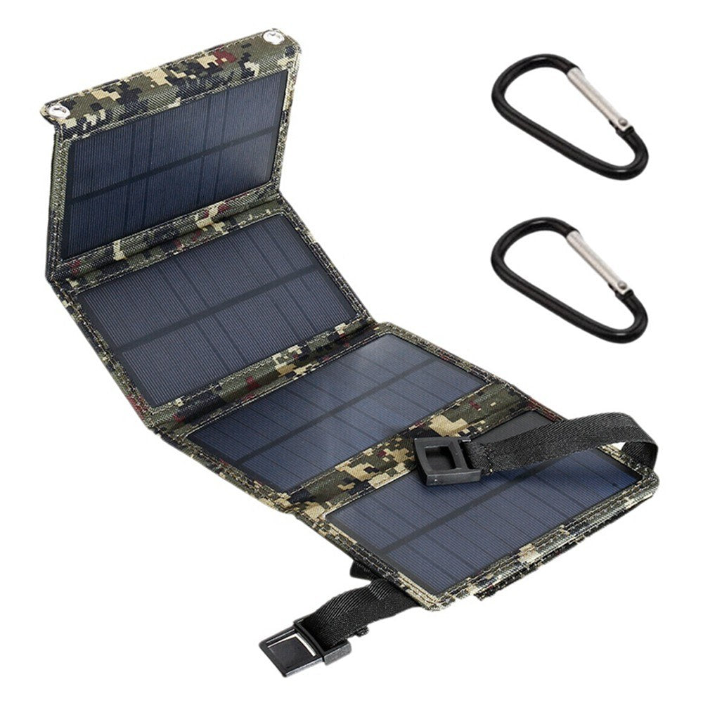 5V 10W USB Solar Charger Portable Outdoor Waterproof Solar Battery Charger USB Phone Charging Power Bank with 4 Solar Panels