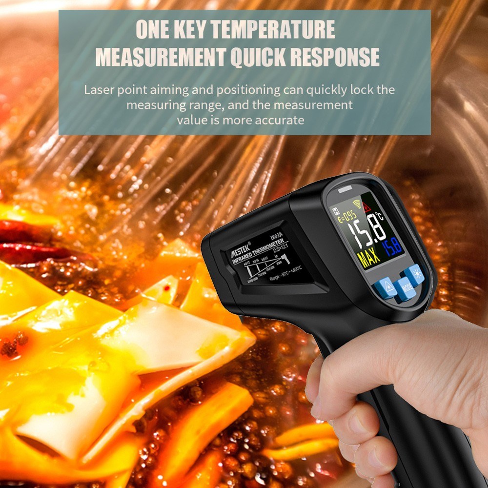 MESTEK IR03A -50 to 400 Degree Handheld Infrared Thermometer Non-Contact Digital Laser Industrial IR Temperature Tester with LCD Display