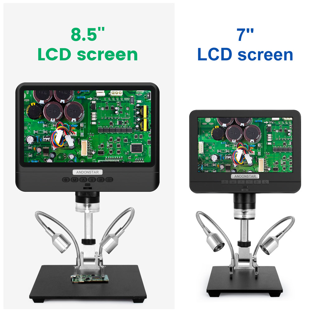 ANDONSTAR AD208 8.5 Inch LCD Screen 5X-1200X Digital Microscope Adjustable Microscope for Repairing (Battery Included)