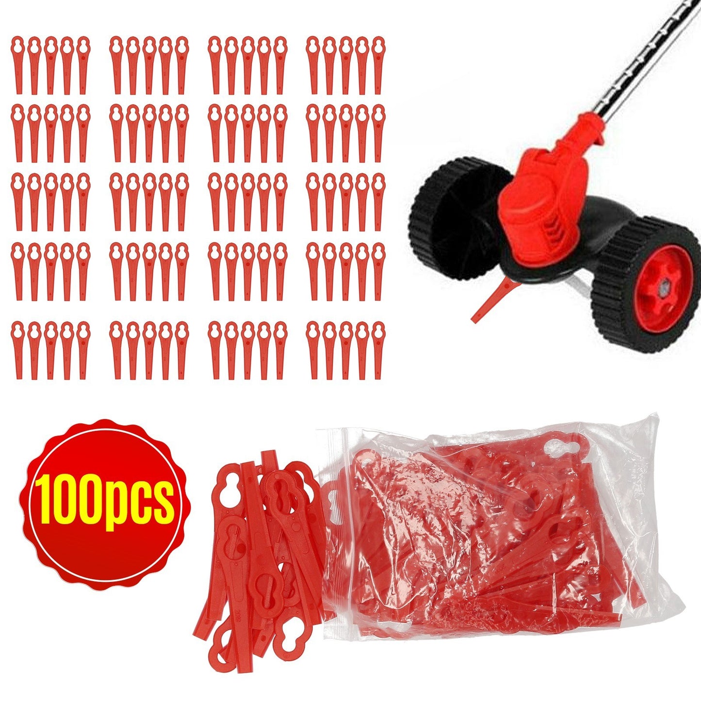 100 Pcs/Pack 83mm Plastic Durable Cutter Cutting Accessories for Strimmers Lawn Mower Grass Trimmer Gardening Tool Replacement