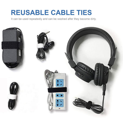 50pcs Cable Ties Reusable Fastening Wire Organizer Cord Rope Holder Cloth Cable Management Straps