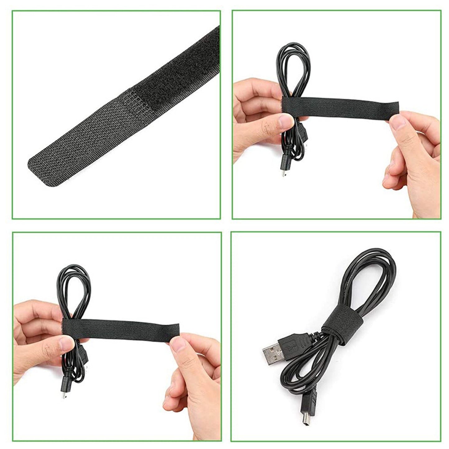 50pcs Cable Ties Reusable Fastening Wire Organizer Cord Rope Holder Cloth Cable Management Straps