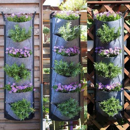 Hanging Planter Bag with 6 Pockets Vertical Gardening Systems Waterproof Wall Mount Flower Garden Vegetable Planting Bags for Patio House Balcony