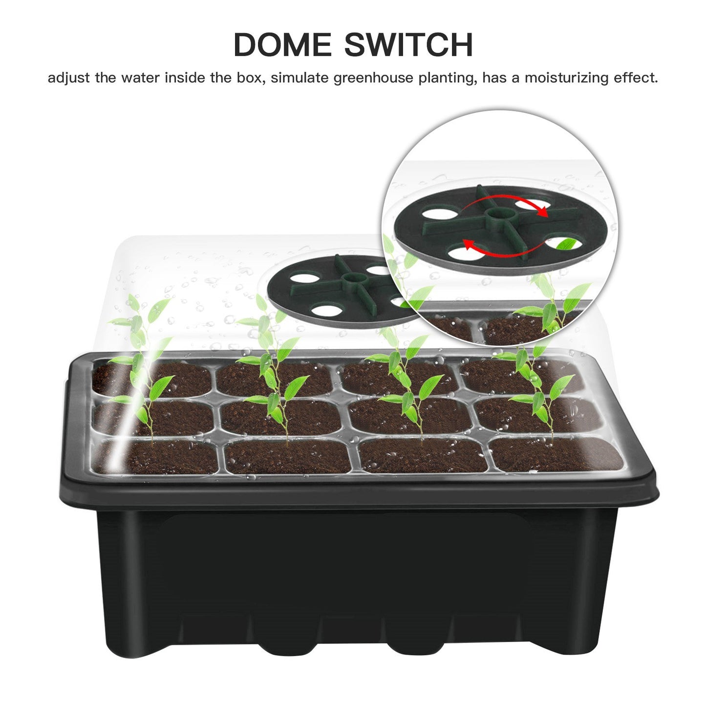 10 Set Seed Trays Moisturizing Seedling Starter Tray (12 Cells per Tray)with Adjustable Dome Lids and Base Plus Plant Tags