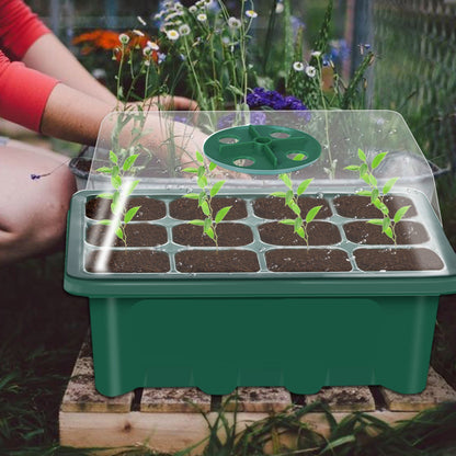 10 Set Seed Trays Moisturizing Seedling Starter Tray (12 Cells per Tray)with Adjustable Dome Lids and Base Plus Plant Tags