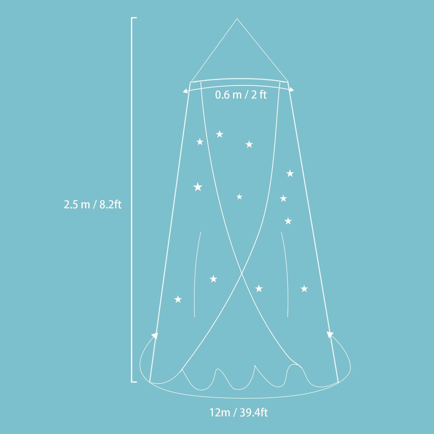 Luxury Bed Canopy Easy Setup Anti-mosquito Net with Fluorescent Stars Decor Kids Adults Bed Mosquito Mesh Net Play-Den