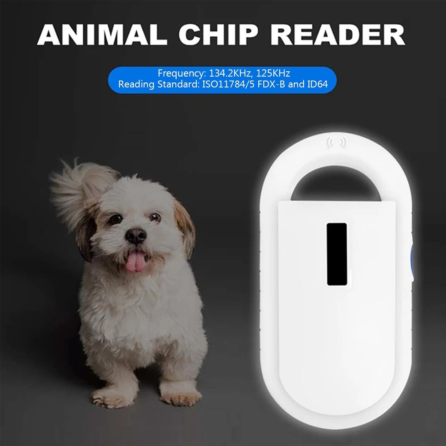 Pet Microchip Scanner Animal Handheld Reader Pet ID Scanner Pet Tag Scanner 134.2KHz 125KHz FDX-B (ISO 11784/11785) ID64 Reader