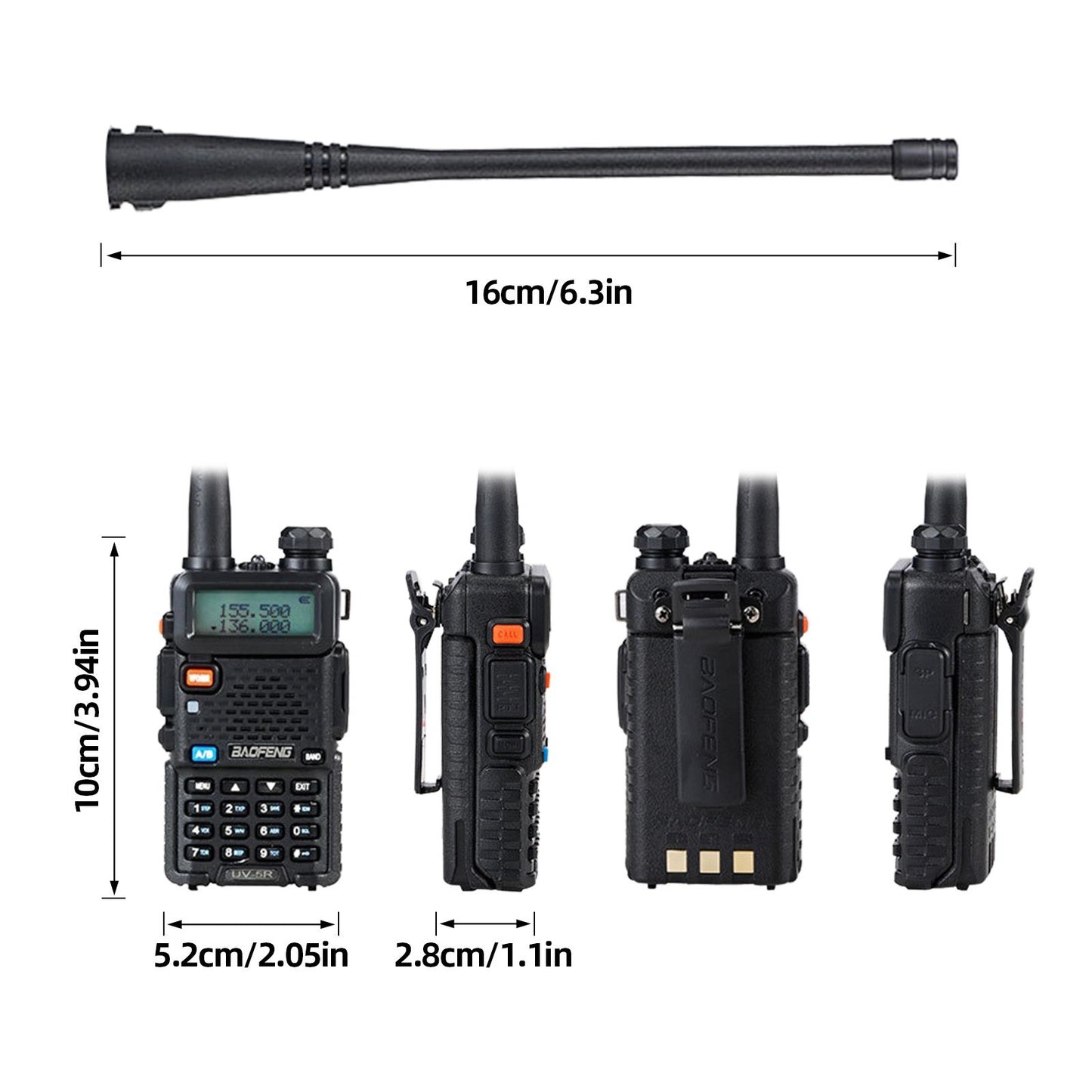 BAOFENG UV-5R Walkie Talkie FM Transceiver Two Way Radio Dual Display Rechargeable Radio - Black/EU Plug