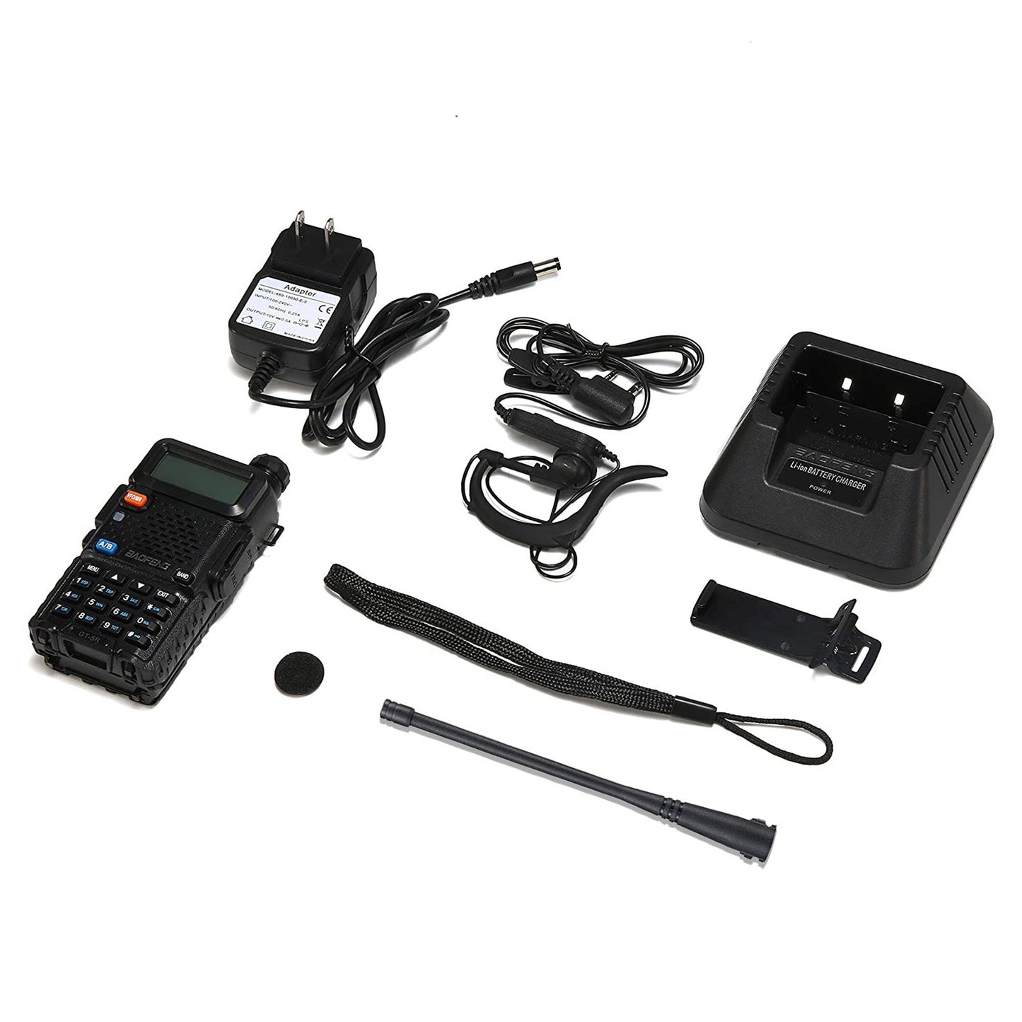 BAOFENG UV-5R Walkie Talkie FM Transceiver Two Way Radio Dual Display Rechargeable Radio - Black/EU Plug