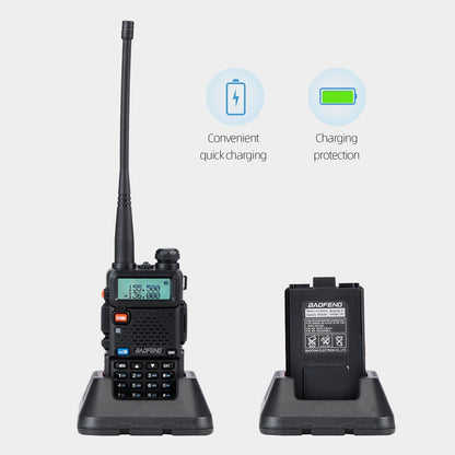 BAOFENG UV-5R Walkie Talkie FM Transceiver Two Way Radio Dual Display Rechargeable Radio - Black/EU Plug