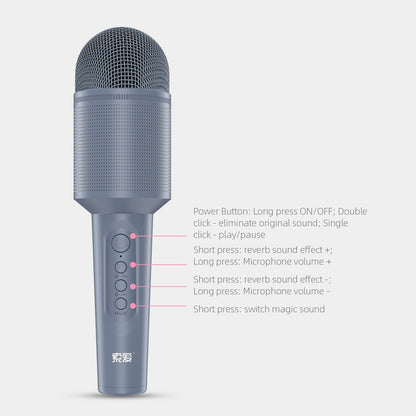 SOAIY MC8 Wireless Karaoke Microphone Bluetooth Speaker Handheld Singing Recording Mic