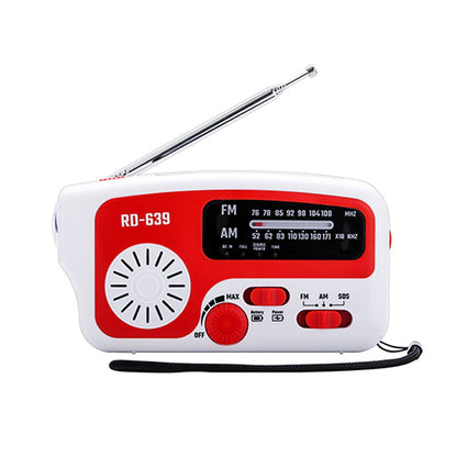 RD-639 AM/FM Emergency Radio Hand Crank Radio with Flashlight for SOS Emergency Portable Solar Radios Self Powered AM/FM Radio with 1200mAh Power Bank Cell Phone Charger USB Rechargeable Great Emergency Supplies (No Battery)