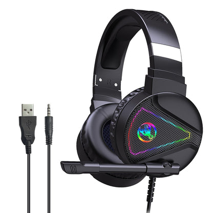 HXSJ F16 Wired Head-mounted Gaming Headset with 50mm Driver Unit Omnidirectional High Sensitivity Microphone RGB Light Effect USB+3.5mm Ports