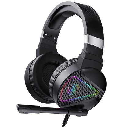 HXSJ F16 Wired Head-mounted Gaming Headset with 50mm Driver Unit Omnidirectional High Sensitivity Microphone RGB Light Effect USB+3.5mm Ports