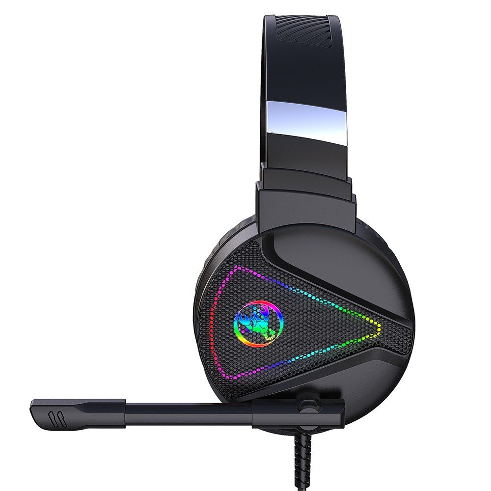 HXSJ F16 Wired Head-mounted Gaming Headset with 50mm Driver Unit Omnidirectional High Sensitivity Microphone RGB Light Effect USB+3.5mm Ports