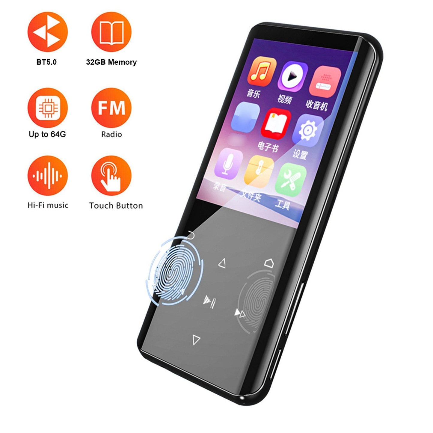 RUIZU D25 2.4-inch Screen Bluetooth MP3 Music Video Player Lossless HiFi Sound Music Player