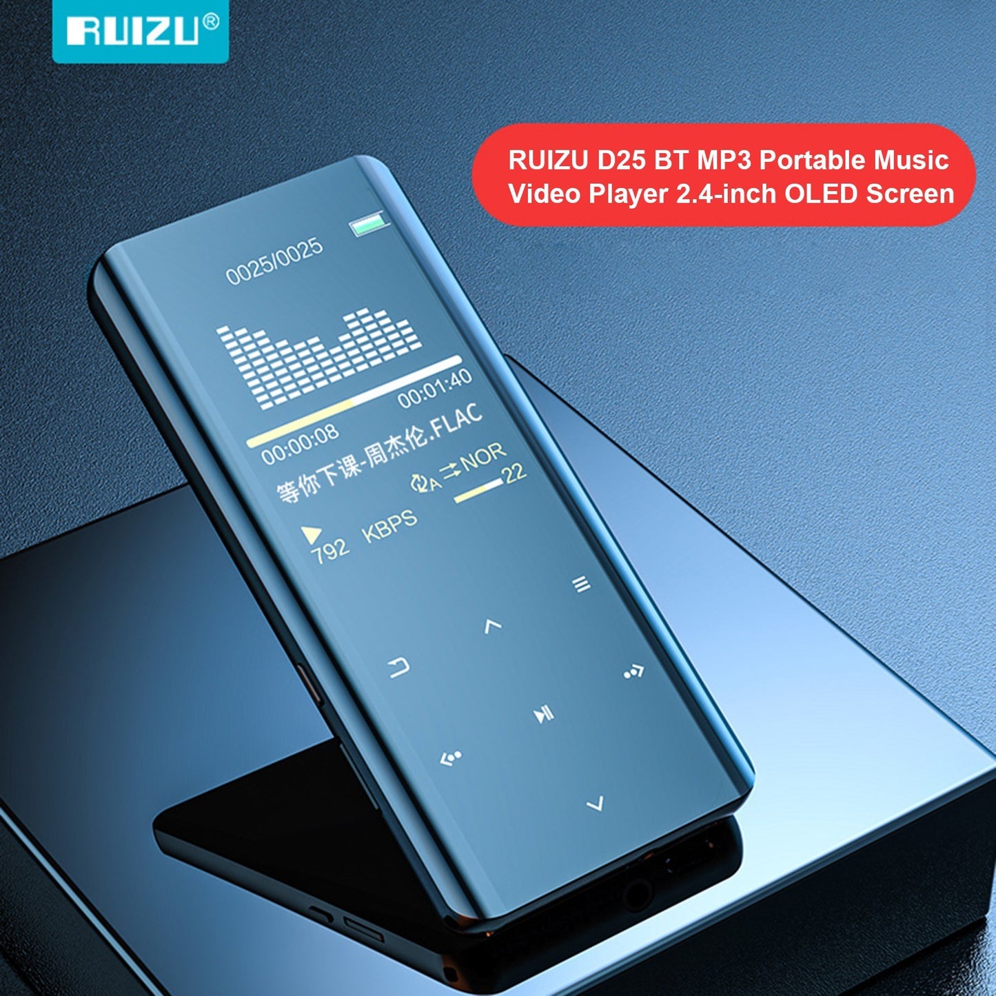 RUIZU D25 2.4-inch Screen Bluetooth MP3 Music Video Player Lossless HiFi Sound Music Player