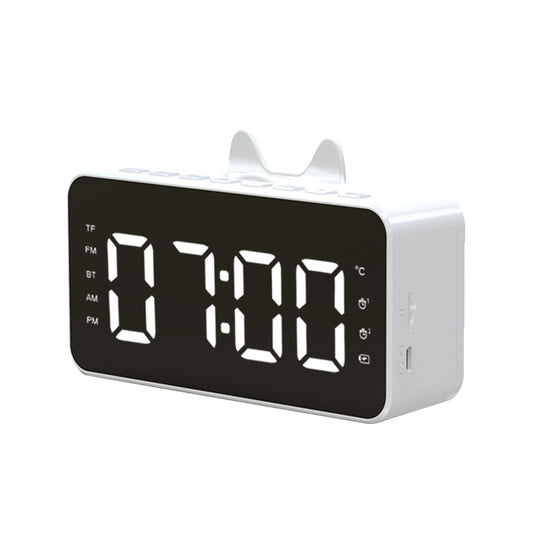 Q9 Bluetooth Clock Digital Speaker Mirror Alarm Clock LED Screen FM Radio Support 32GB TF Card Music Playing