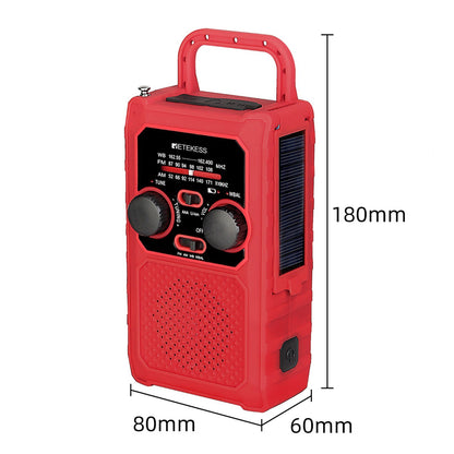 RETEKESS TR201 Emergency FM/AM/WB/WBAL Radio Hand Crank Radio 5000mAh Portable Weather Solar Radios with  LED Flashlight SOS Alarm