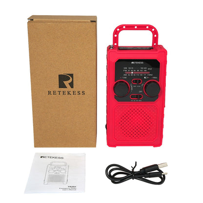 RETEKESS TR201 Emergency FM/AM/WB/WBAL Radio Hand Crank Radio 5000mAh Portable Weather Solar Radios with  LED Flashlight SOS Alarm