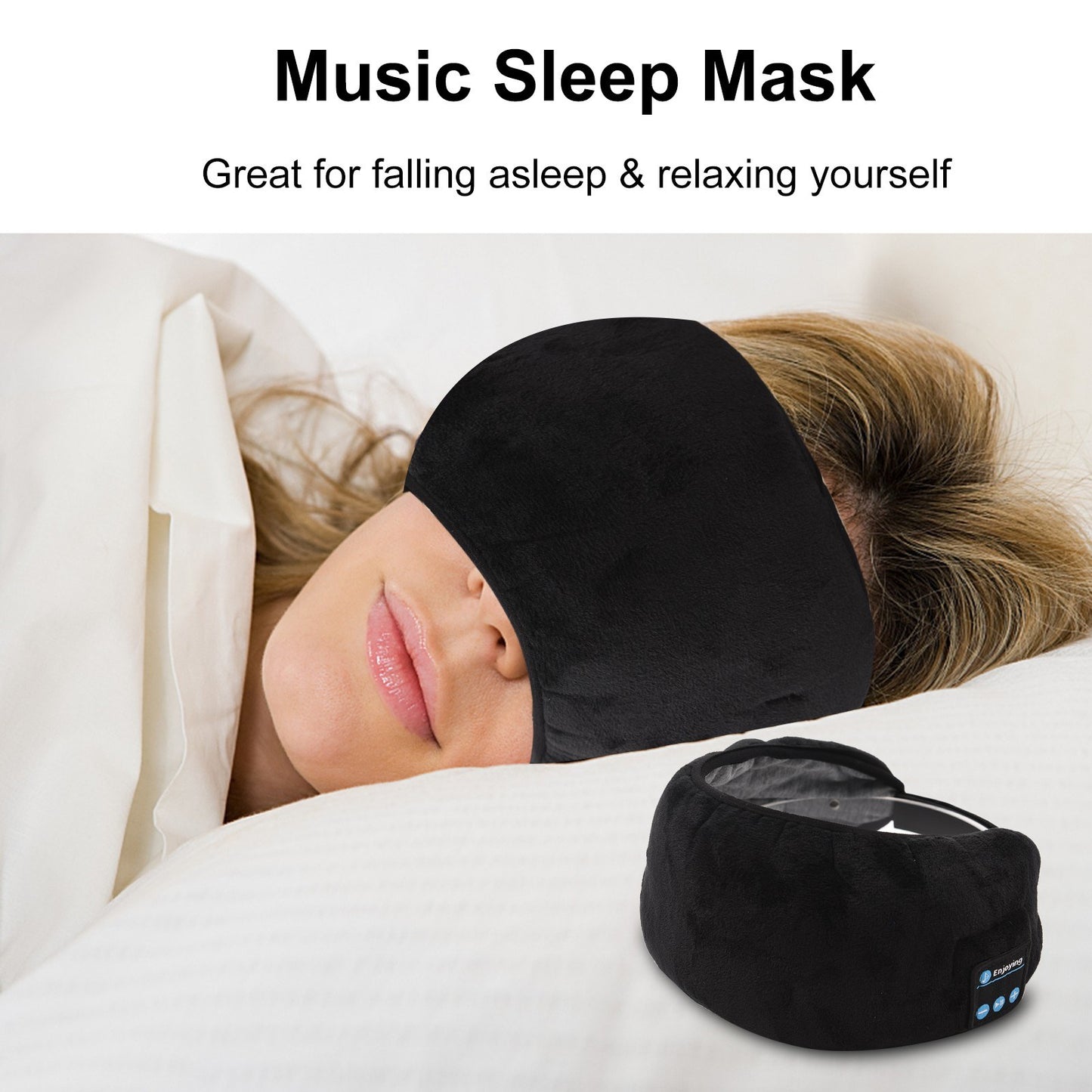 Music Eye Mask Eye Covers for Sleeping Wireless BT Travel Sleeping Headphones Handsfree Washable Sleeping Mask with Built-in Speakers Microphone