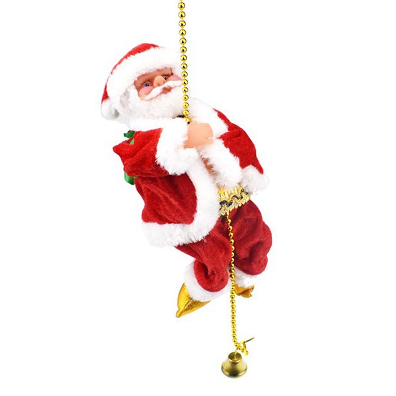 Santa Claus Climbing Beads Battery Powered Santa Doll with Light and Music Christmas Ornament Toy